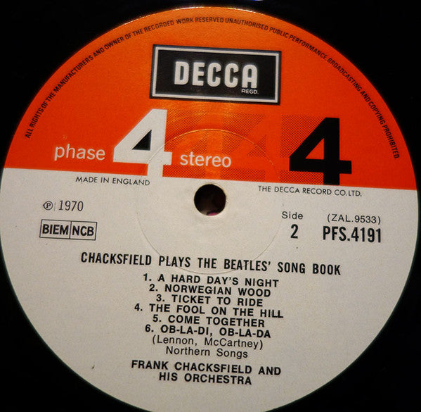 FRANK CHACKSFIELD - PLAYS THE BEATLES SONG BOOK