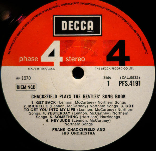 FRANK CHACKSFIELD - PLAYS THE BEATLES SONG BOOK