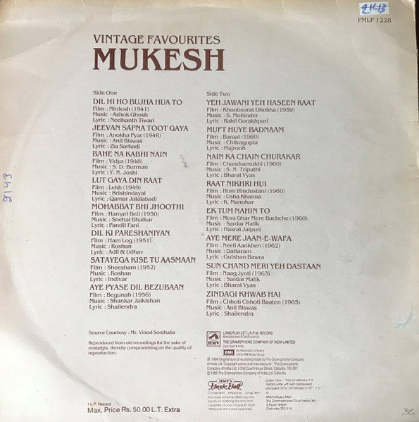 Mukesh – Vintage Favourites-Mukesh