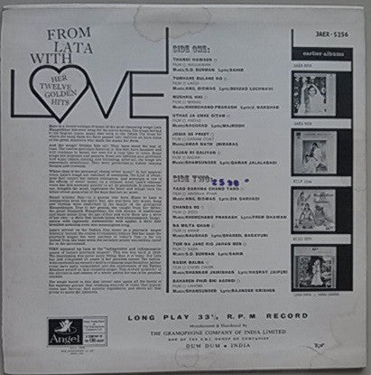 Lata Mangeshkar – From Lata With Love - Her Twelve Golden Hits