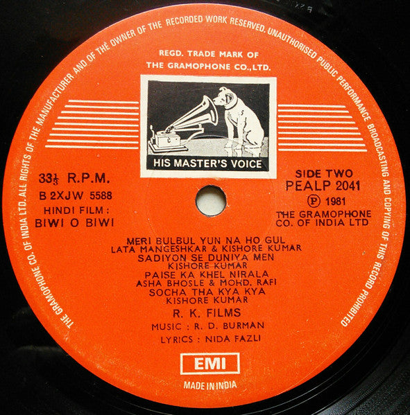 R. D. Burman, Vithalbhai Patel &amp; Nida Fazli – Biwi-O-Biwi