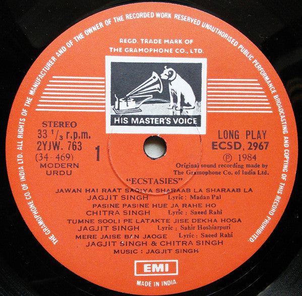Jagjit Singh &amp; Chitra Singh – Ecstasies