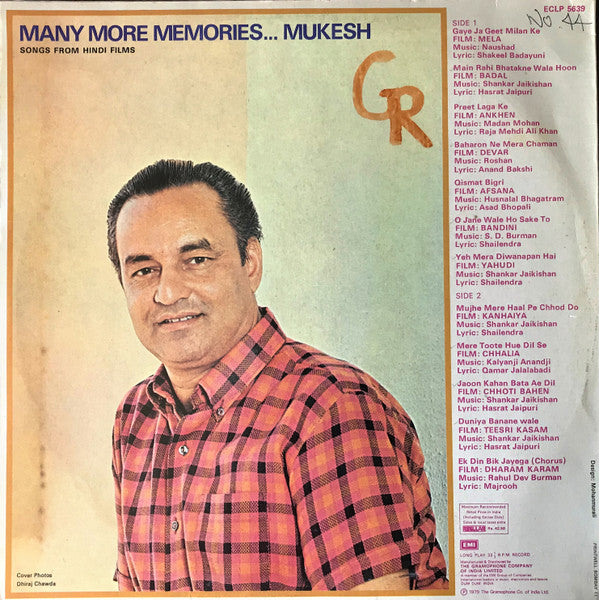 Mukesh – Many More Memories… (Songs From Hindi Films)