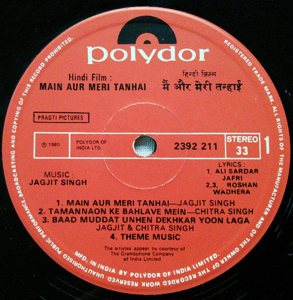Jagjit &amp; Chitra Singh – Main Aur Meri Tanhai
