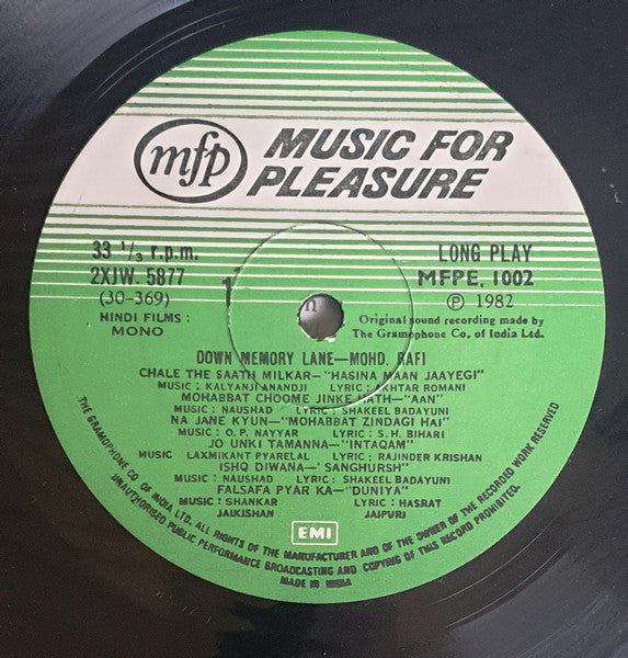 Mohd. Rafi* – Down Memory Lane