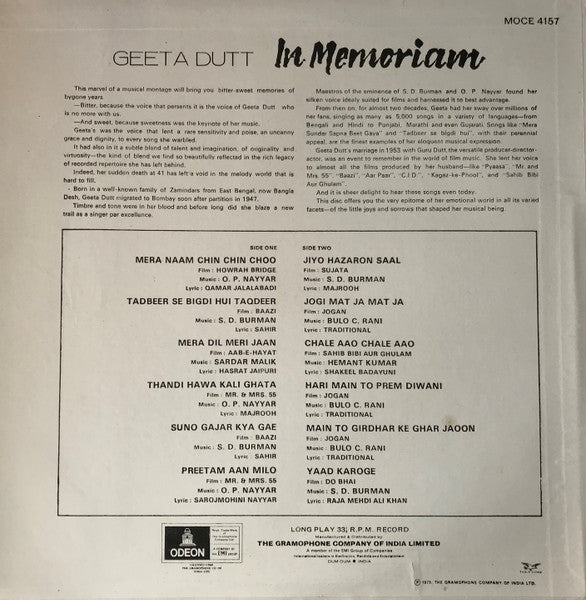 Geeta Dutt – In Memoriam