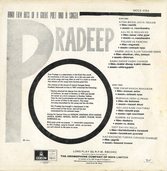Pradeep – Hindi Film Hits Of A Great Poet And A Singer