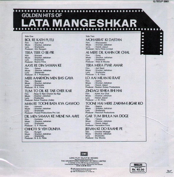 Lata Mangeshkar – Golden Hits Of Lata Mangeshkar